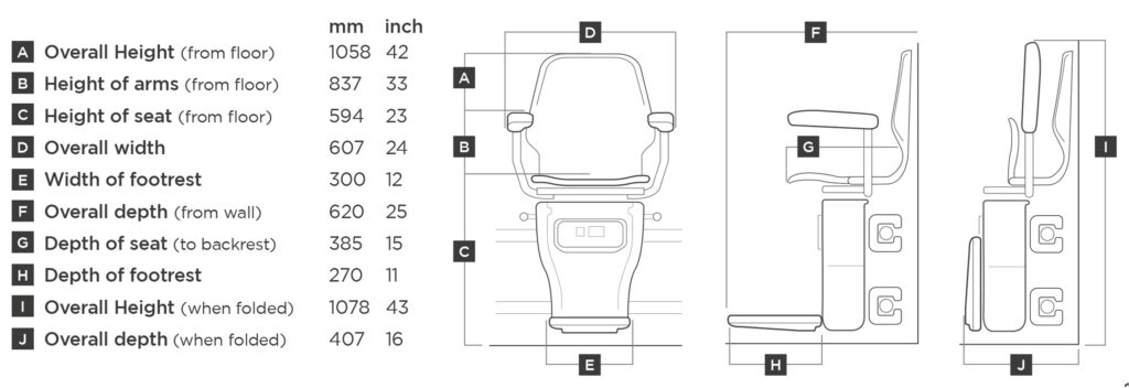 specifications of infinity stairlift